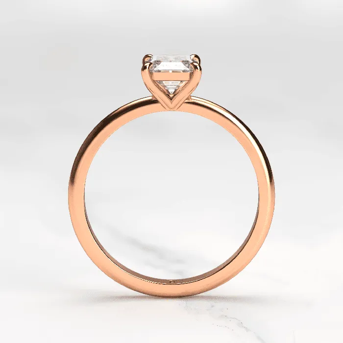 Capucinne Rings Emerald Tapered Solitaire Diamond Ring