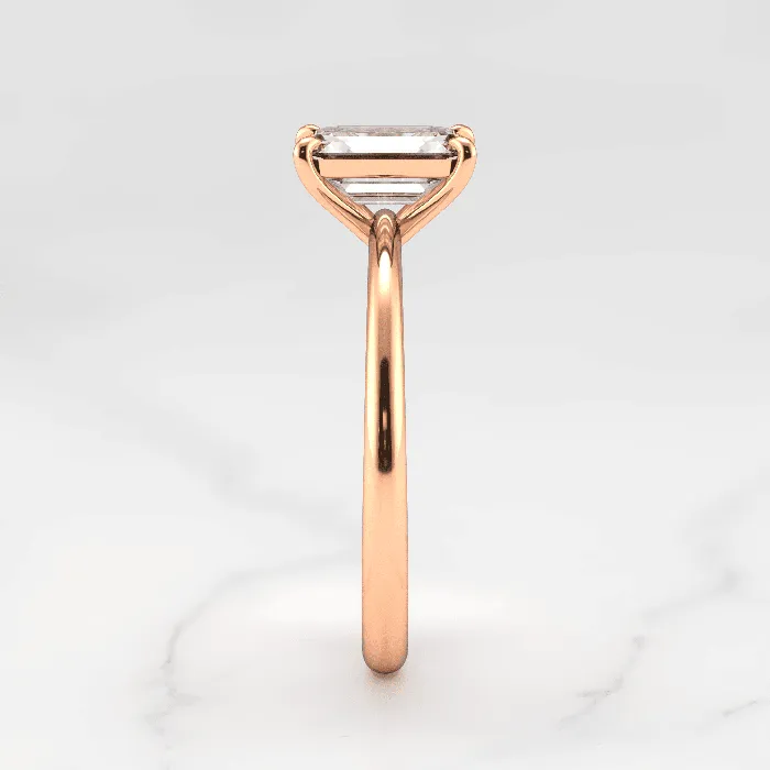 Capucinne Rings Emerald Tapered Solitaire Diamond Ring