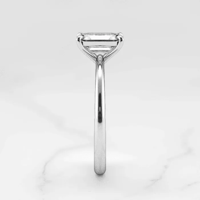 Capucinne Rings Emerald Tapered Solitaire Diamond Ring
