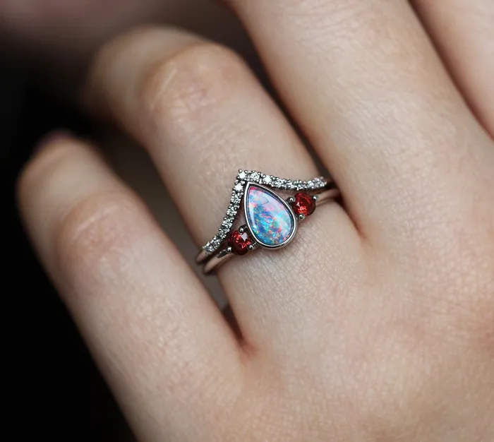 Capucinne Rings Finnley Pear Opal Ring