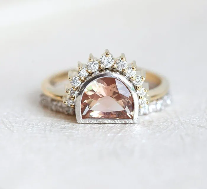 Capucinne Rings Giada Oregon Sunstone Ring 14K Gold Ring