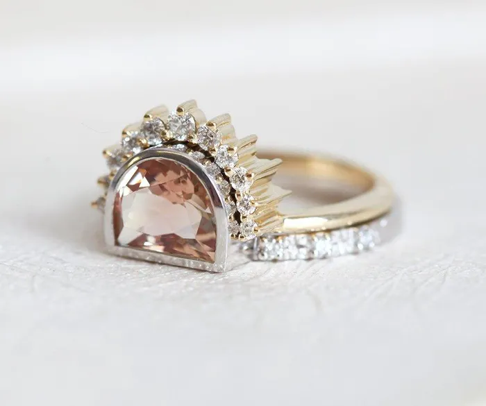 Capucinne Rings Giada Oregon Sunstone Ring 14K Gold Ring