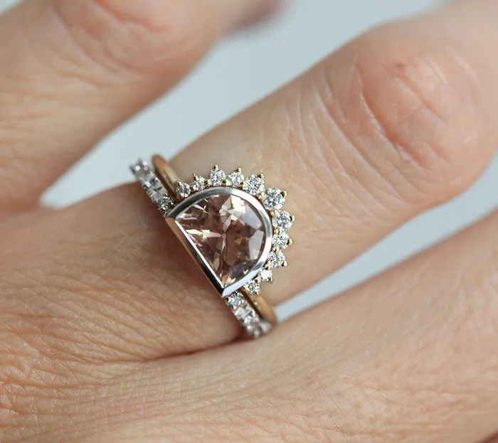 Capucinne Rings Giada Oregon Sunstone Ring 14K Gold Ring