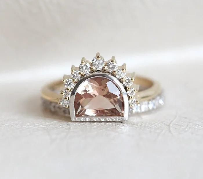 Capucinne Rings Giada Oregon Sunstone Ring 14K Gold Ring