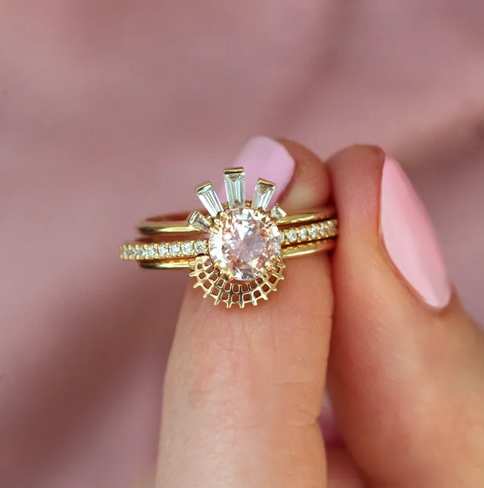 Capucinne Rings Hera Peach Sapphire Diamond Ring