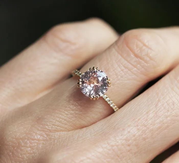 Capucinne Rings Hera Peach Sapphire Diamond Ring