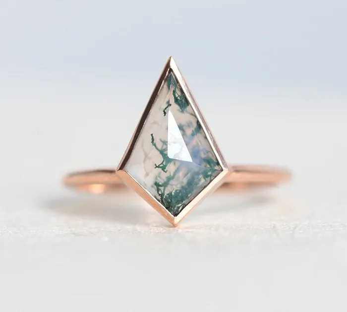 Capucinne Rings Lydia Kite Moss Agate Ring Set