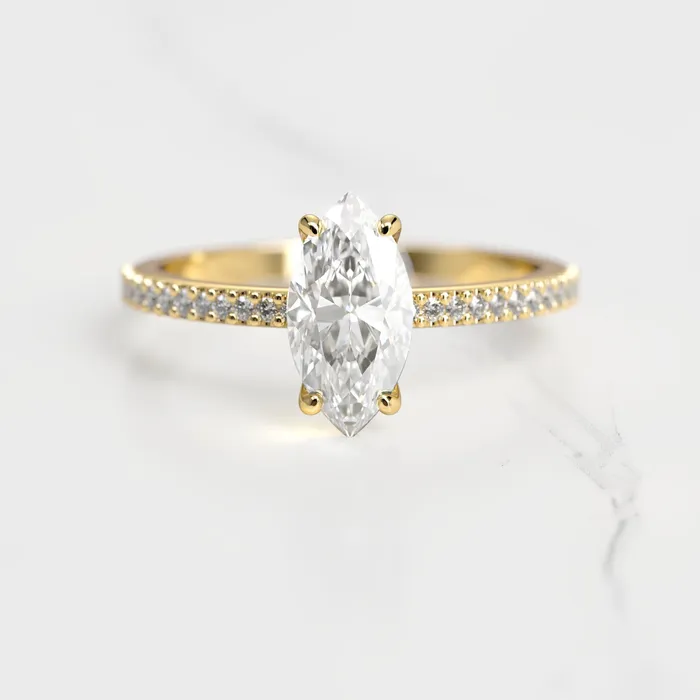 Capucinne Rings Marquise Half Pave Diamond Ring