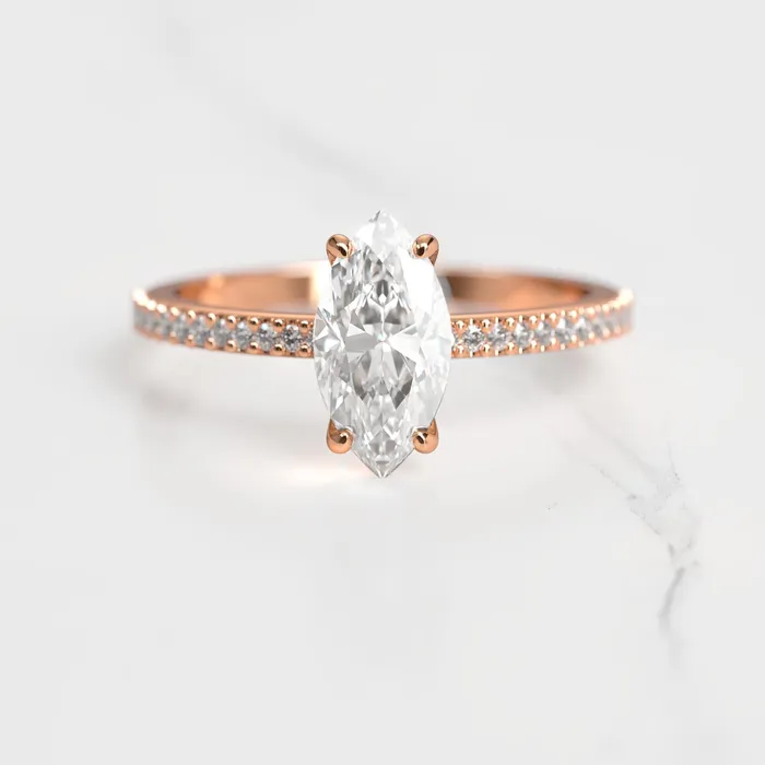 Capucinne Rings Marquise Half Pave Diamond Ring