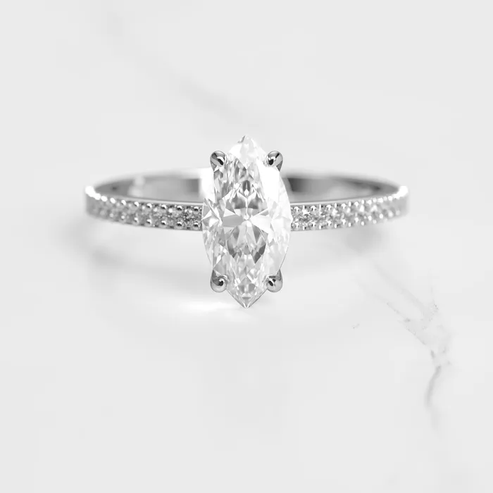 Capucinne Rings Marquise Half Pave Diamond Ring