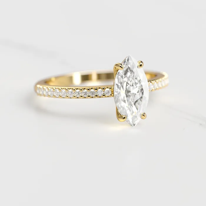 Capucinne Rings Marquise Half Pave Diamond Ring