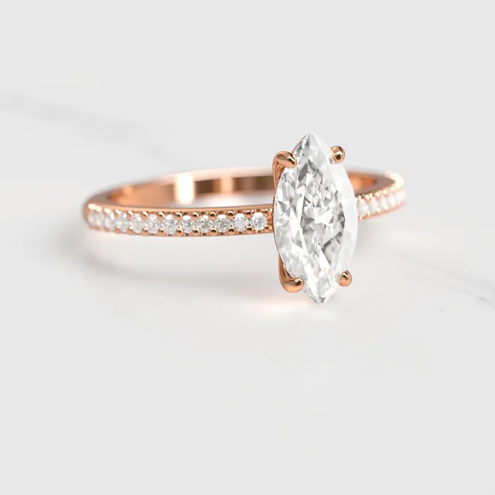 Capucinne Rings Marquise Half Pave Diamond Ring