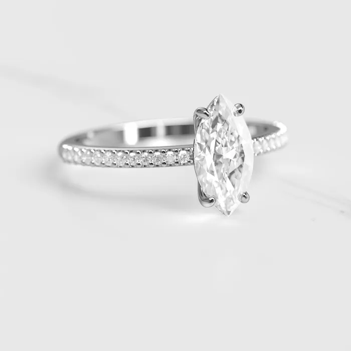 Capucinne Rings Marquise Half Pave Diamond Ring