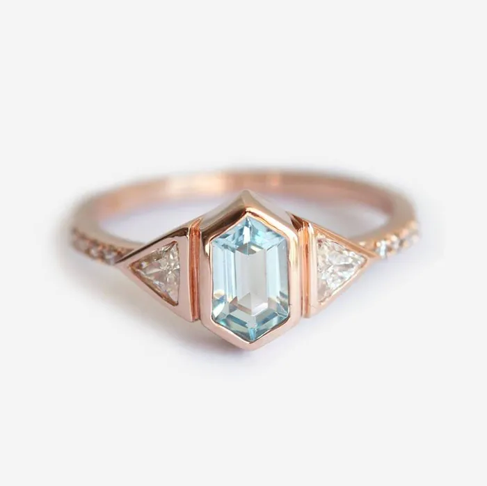capucinne Rings Megan Aquamarine Diamond Ring
