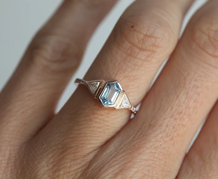 capucinne Rings Megan Aquamarine Diamond Ring