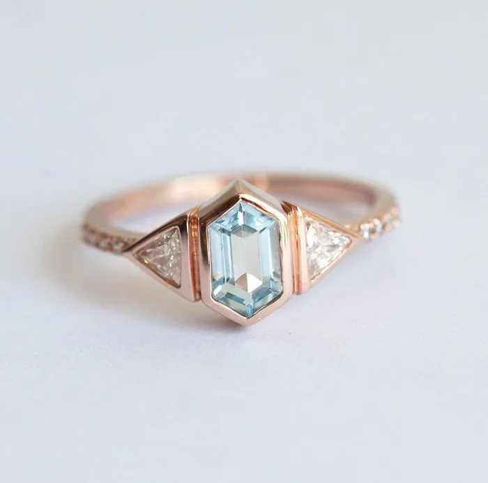 capucinne Rings Megan Aquamarine Diamond Ring