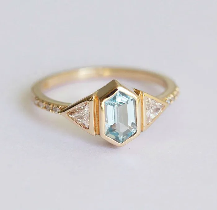 capucinne Rings Megan Aquamarine Diamond Ring