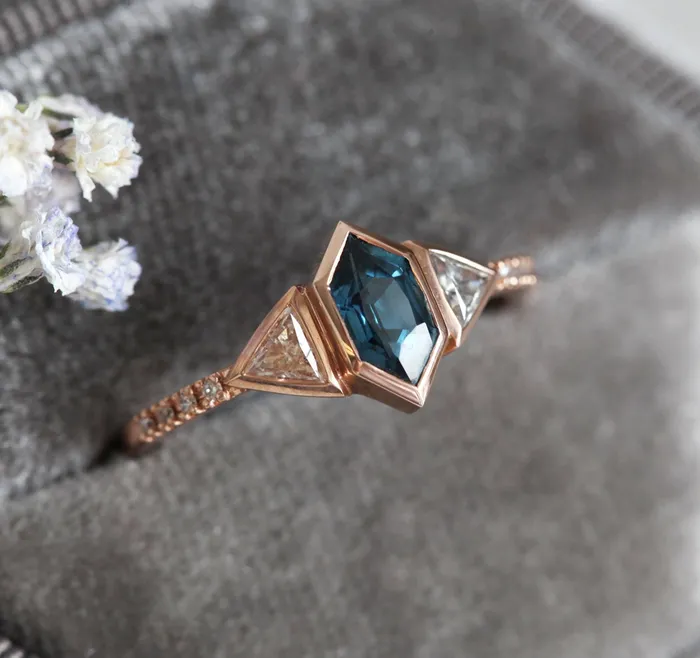 Capucinne Rings Megan Blue Sapphire Diamond Ring