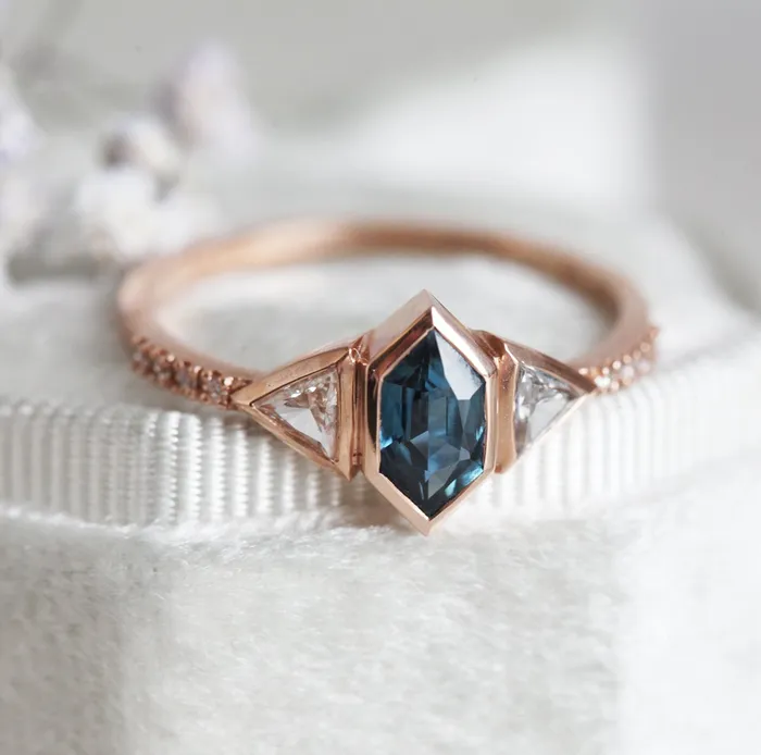 Capucinne Rings Megan Blue Sapphire Diamond Ring