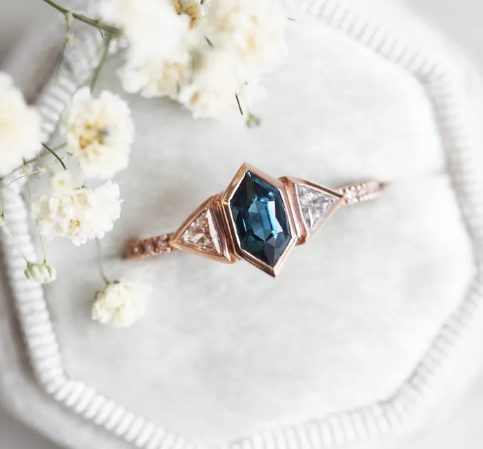 Capucinne Rings Megan Blue Sapphire Diamond Ring