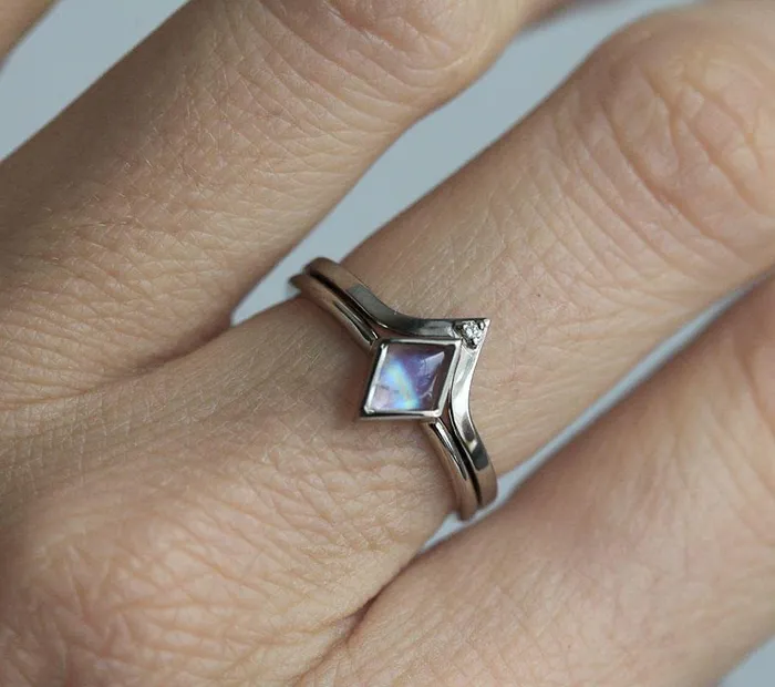 Capucinne Rings Moonstone Ring Set Moonstone Engagement Ring Set