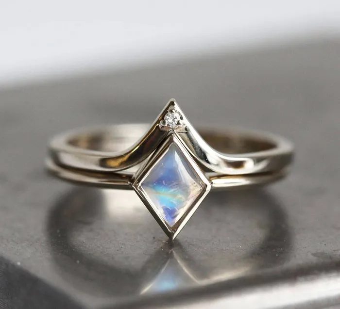 Capucinne Rings Moonstone Ring Set Moonstone Engagement Ring Set