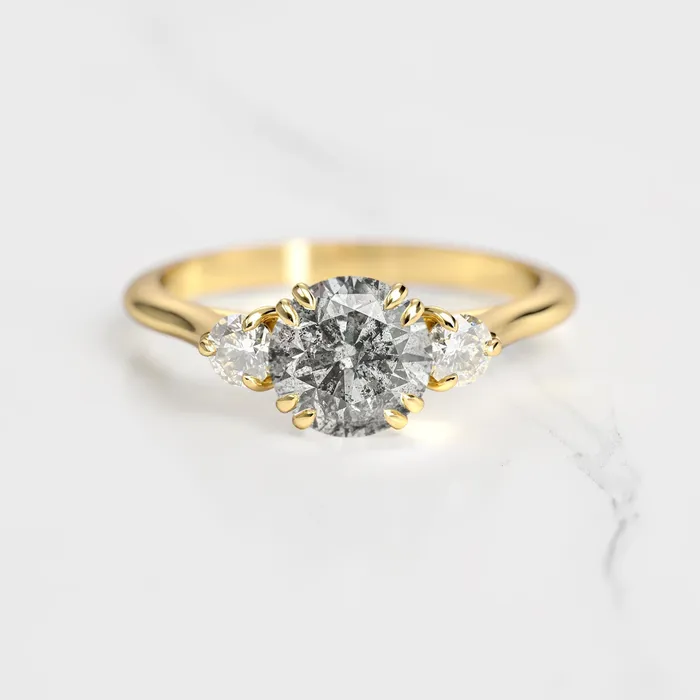 Capucinne Rings Round Salt Pepper Diamond Ring With Accent Stones