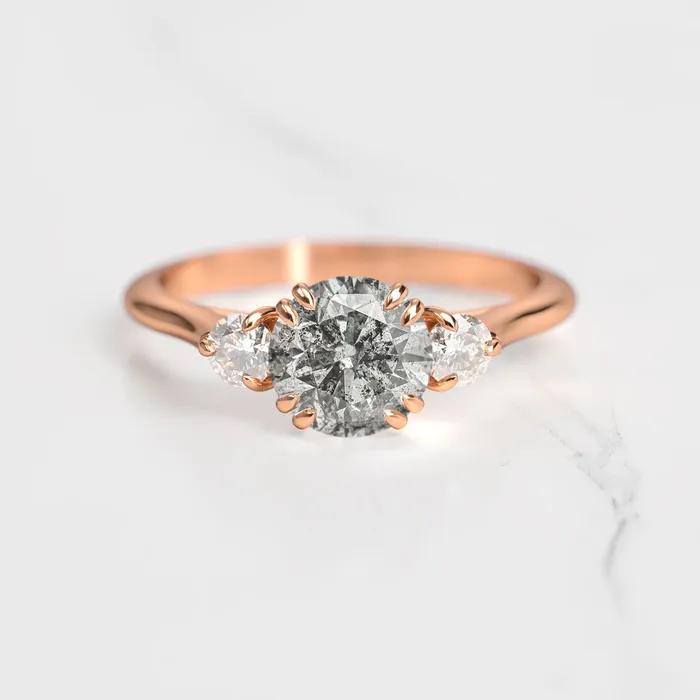 Capucinne Rings Round Salt Pepper Diamond Ring With Accent Stones