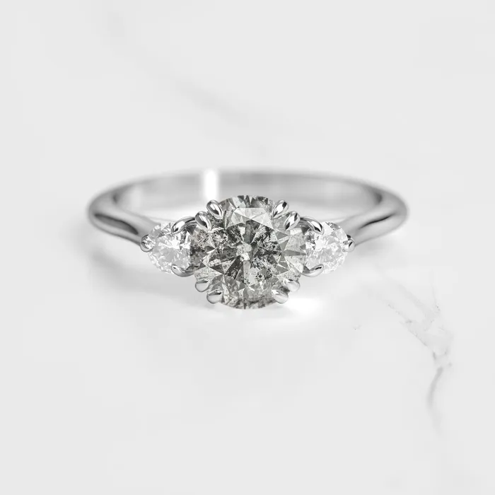 Capucinne Rings Round Salt Pepper Diamond Ring With Accent Stones