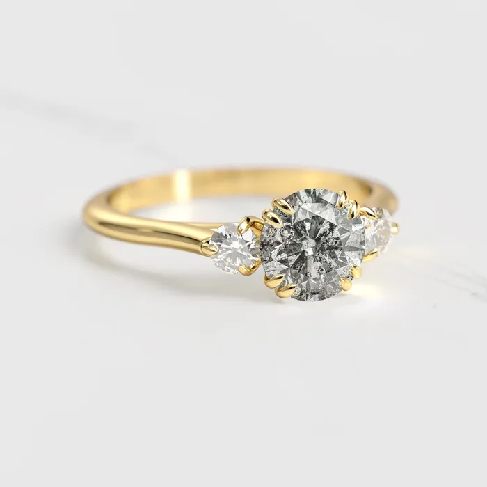 Capucinne Rings Round Salt Pepper Diamond Ring With Accent Stones