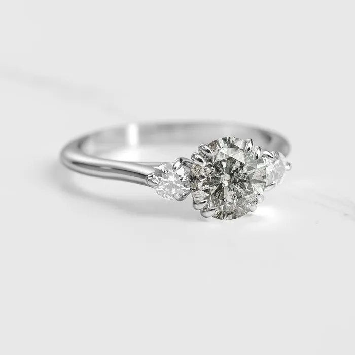 Capucinne Rings Round Salt Pepper Diamond Ring With Accent Stones