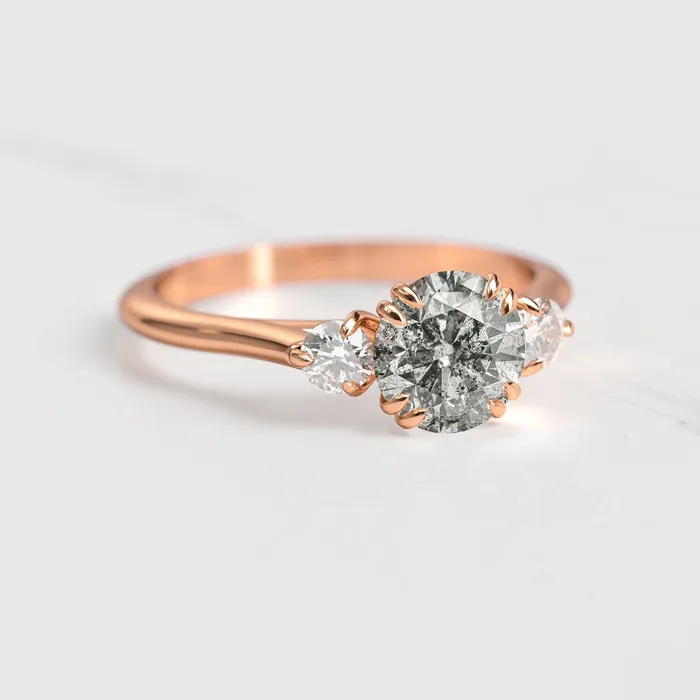 Capucinne Rings Round Salt Pepper Diamond Ring With Accent Stones