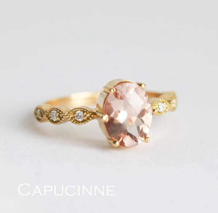 capucinne Rings Scarlett Oval Morganite Ring