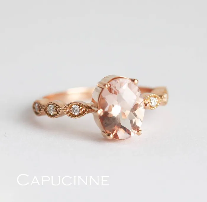 capucinne Rings Scarlett Oval Morganite Ring