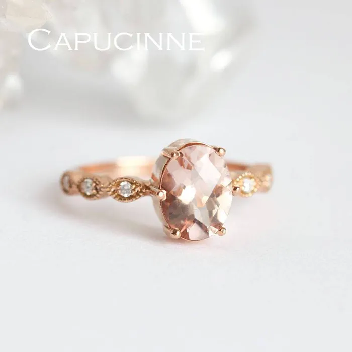 capucinne Rings Scarlett Oval Morganite Ring