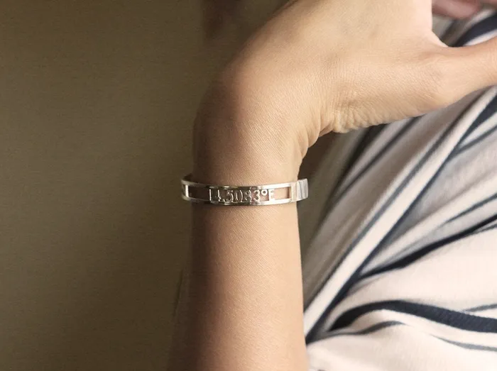 capucinne Rings Silver Or Gold Vermeil Bangle W Custom Coordinates Or Names