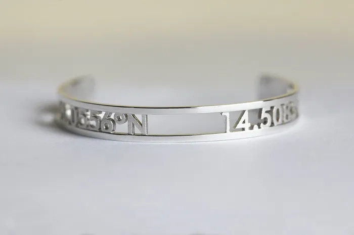 capucinne Rings Silver Or Gold Vermeil Bangle W Custom Coordinates Or Names
