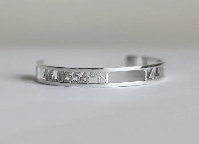 capucinne Rings Silver Or Gold Vermeil Bangle W Custom Coordinates Or Names