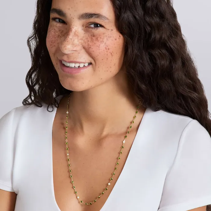 Caviar Gold 18K Gold Green Tourmaline and Diamond Necklace LAGOS Necklaces