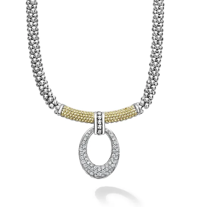Caviar Lux Diamond Oval Caviar Necklace LAGOS Necklaces