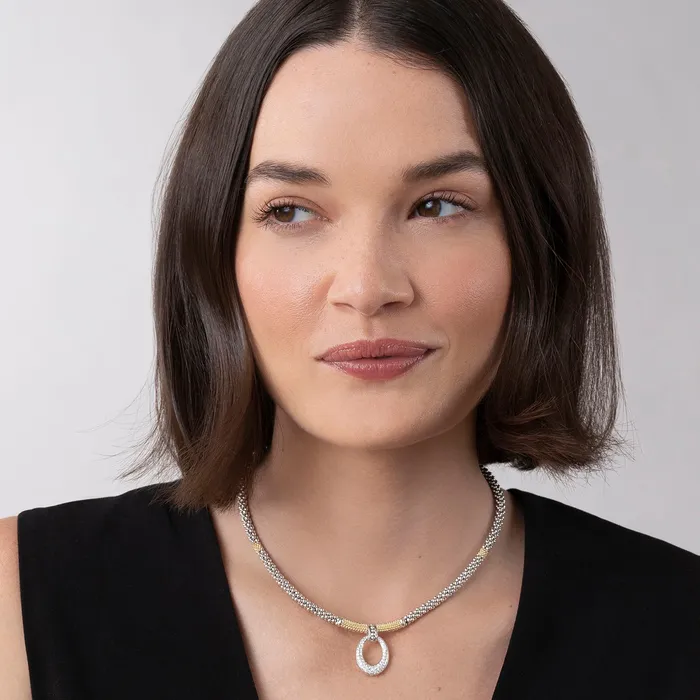 Caviar Lux Diamond Oval Caviar Necklace LAGOS Necklaces