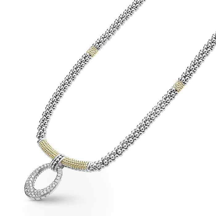 Caviar Lux Diamond Oval Caviar Necklace LAGOS Necklaces