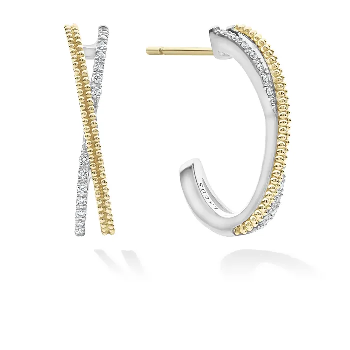 Caviar Lux Thin TwoTone Caviar X Diamond Hoop LAGOS Rings
