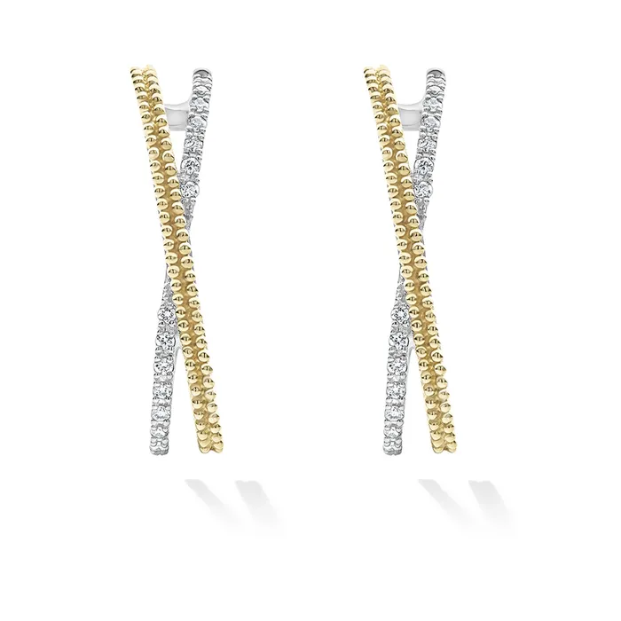 Caviar Lux Thin TwoTone Caviar X Diamond Hoop LAGOS Rings