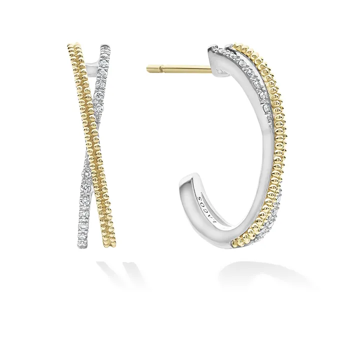 Caviar Lux Thin TwoTone Caviar X Diamond Hoop LAGOS Rings