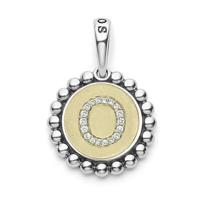 Charm Necklaces lagosdev Signature Caviar Diamond O Initial Charm