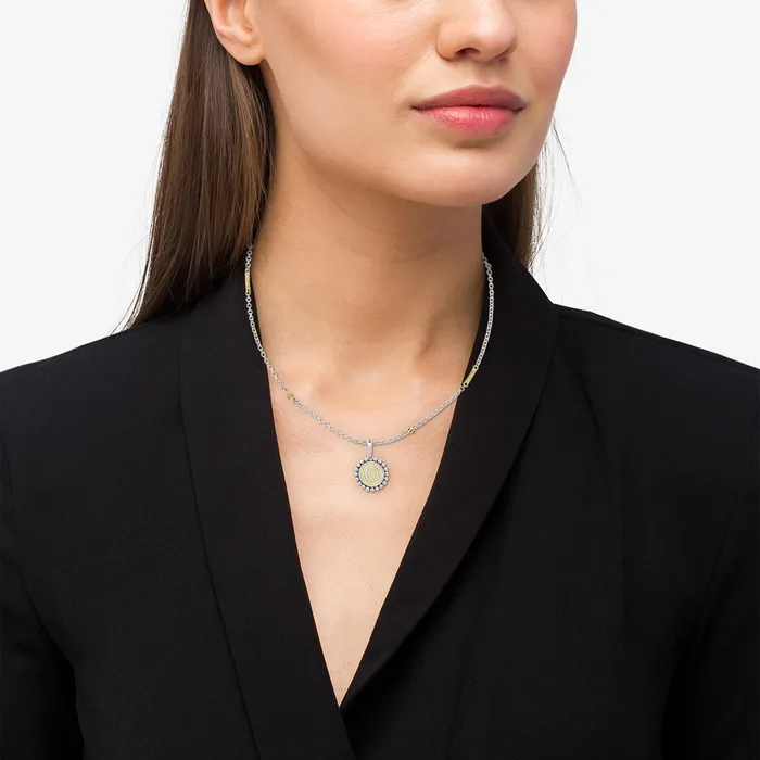 Charm Necklaces lagosdev Signature Caviar Diamond O Initial Charm