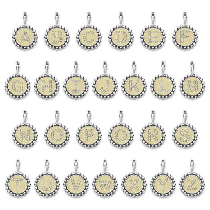 Charm Necklaces lagosdev Signature Caviar Diamond O Initial Charm