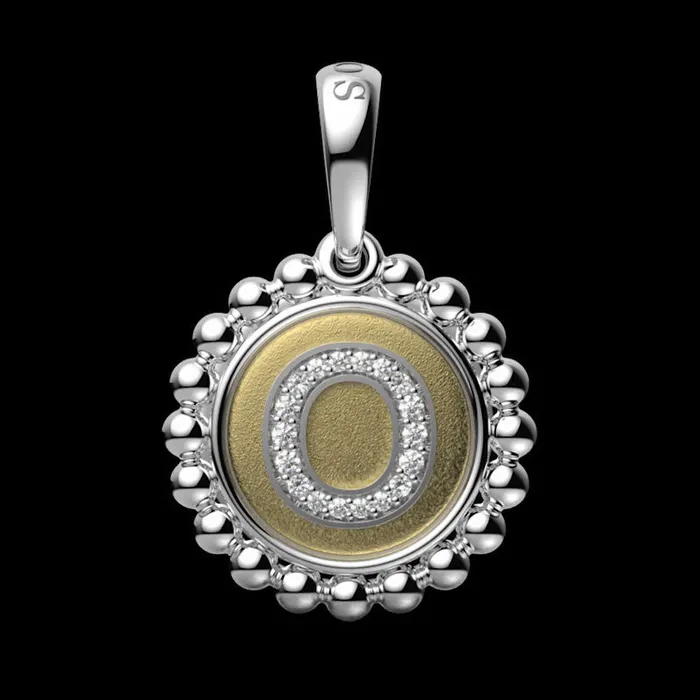 Charm Necklaces lagosdev Signature Caviar Diamond O Initial Charm