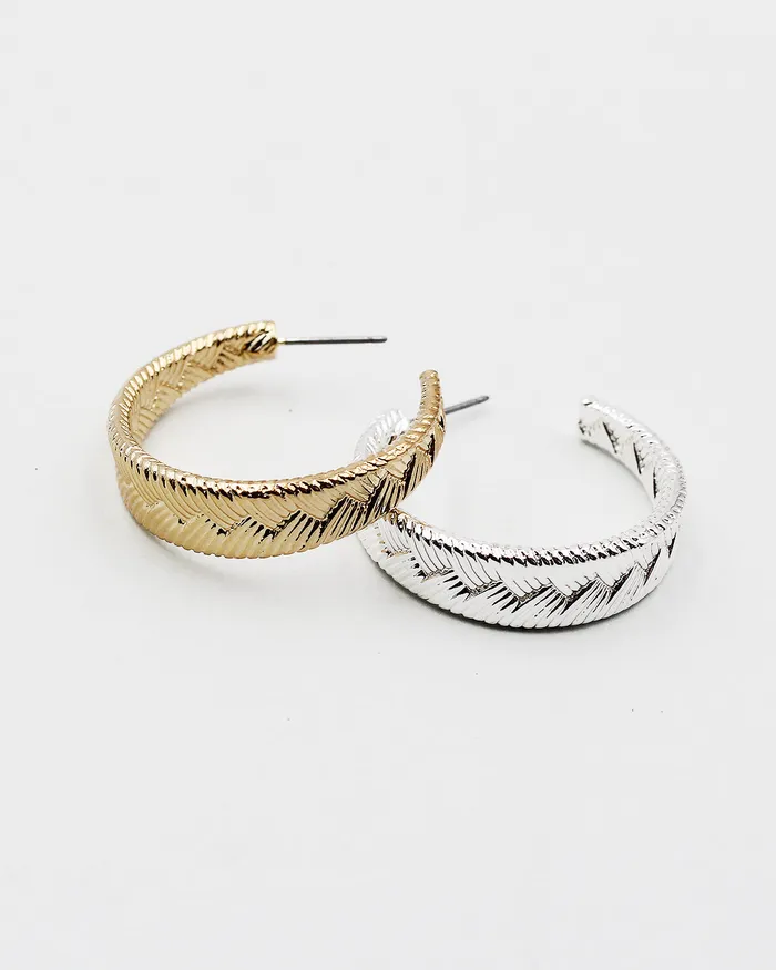 check052022 Earrings Textured Metal Open End Earrings